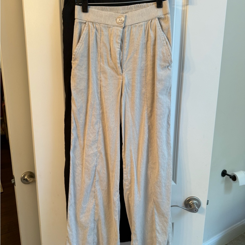 Elegant Cream Women's Linen Pants